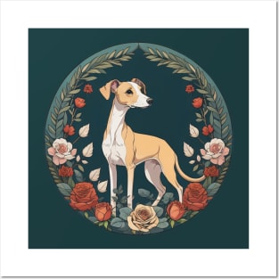 Italian Greyhound Floral Frame Posters and Art